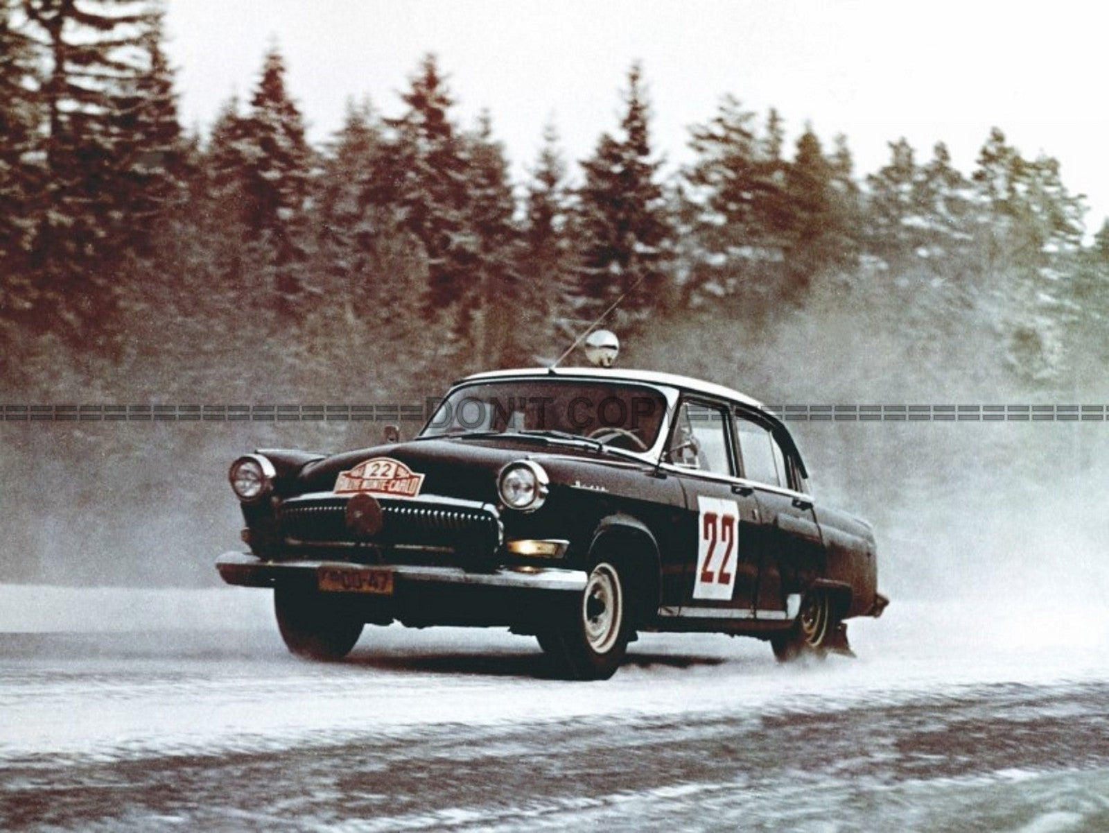 Photo Suchkov, Shchavelev – GAZ-21 Volga – Rallye Monte-Carlo Neige 1964 – 15×20