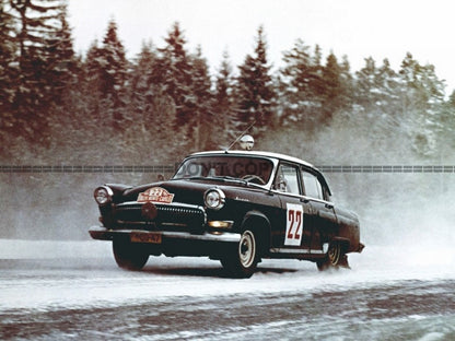 Photo Suchkov, Shchavelev – GAZ-21 Volga – Rallye Monte-Carlo Neige 1964 – 15×20