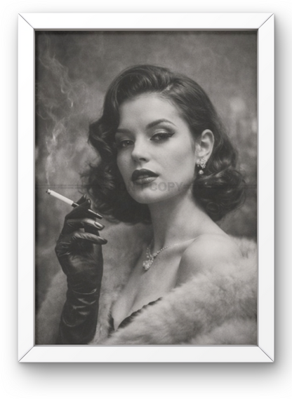 Photo Encadrée Portrait Féminin glamour - Noir et blanc – Cadre Bois – 15x20