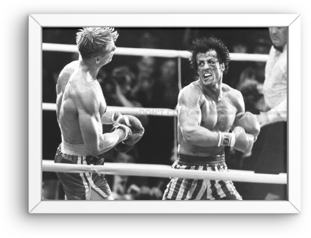 Photo Encadrée Sylvester Stallone & Dolph Lundgren - Rocky IV (1985) - 15×20