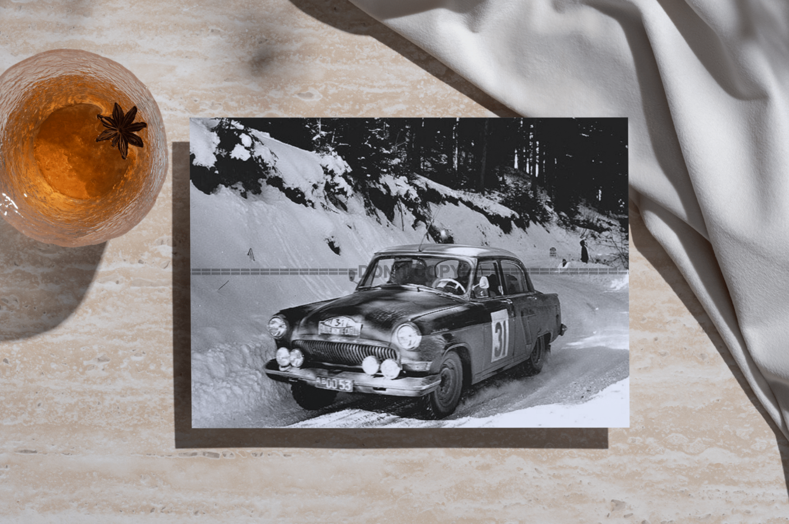 Photo GAZ-21 Volga (ГАЗ-21 Волга) Neige – Rallye Monte-Carlo 1964 – URSS – 15×20
