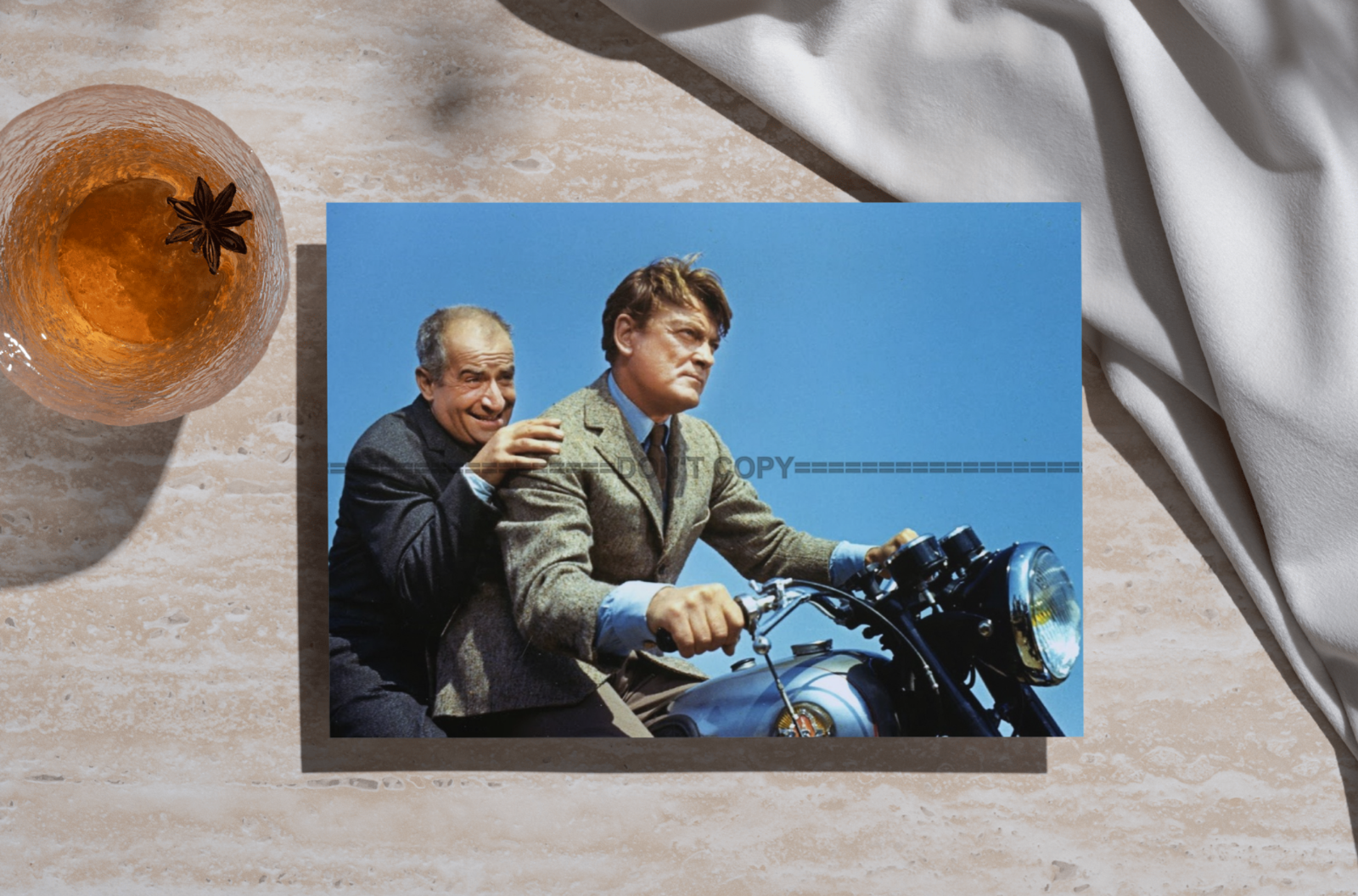Photo Louis de Funès & Jean Marais – Fantômas (1964) – Scène Action Moto – 15×20