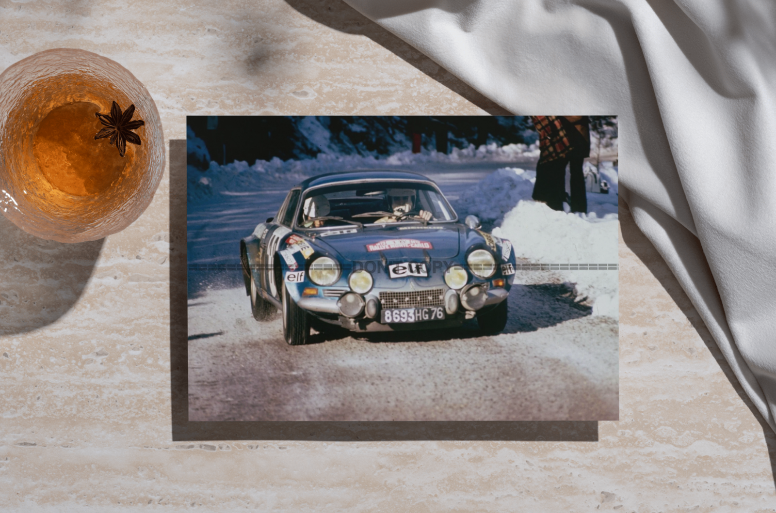 Photo Andruet & Biche – Alpine A110 – Rallye Monte-Carlo (1973) – Neige – 15×20
