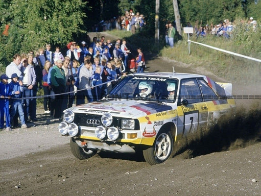 Photo Michèle Mouton – Audi Quattro – 1000 Lakes Rally WRC Groupe B 1984 – 15x20