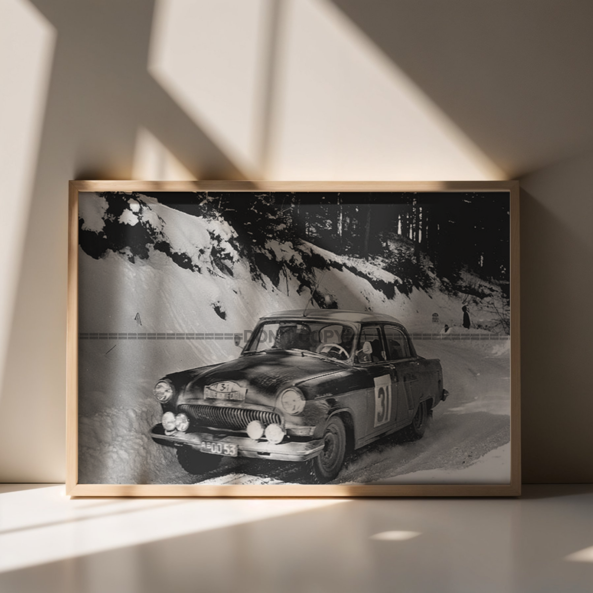 Photo GAZ-21 Volga (ГАЗ-21 Волга) Neige – Rallye Monte-Carlo 1964 – URSS – 15×20