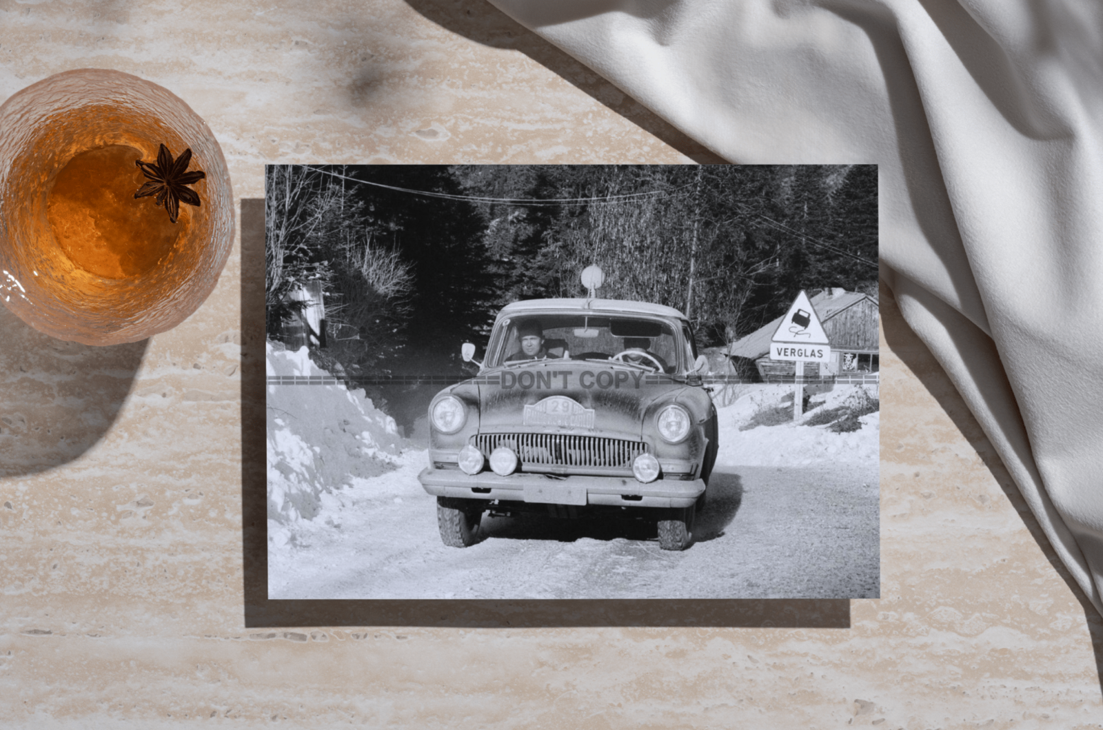 Photo Mosolov-Degtyarev – GAZ-21 Volga – Rallye Monte-Carlo 1964 – Neige – 15x20
