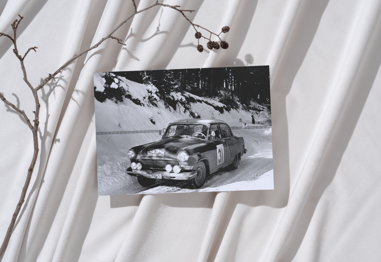 Photo GAZ-21 Volga (ГАЗ-21 Волга) Neige – Rallye Monte-Carlo 1964 – URSS – 15×20
