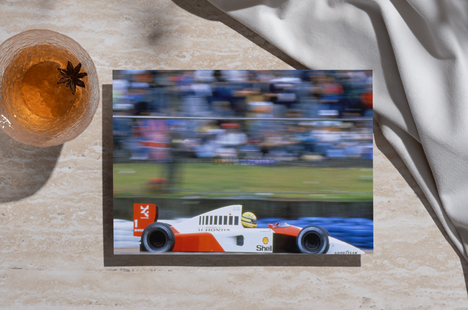 Photo Ayrton Senna – GP de Grande-Bretagne F1 1991 – McLaren-Honda MP4/6 – 15×20
