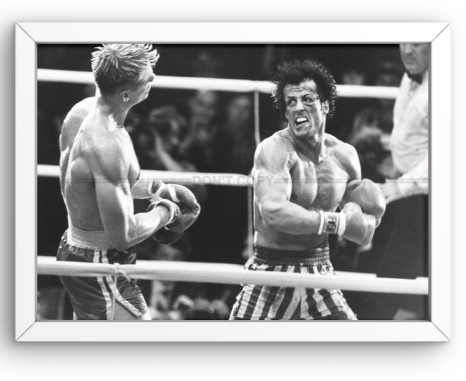 Photo Encadrée Sylvester Stallone & Dolph Lundgren - Rocky IV (1985) - 15×20