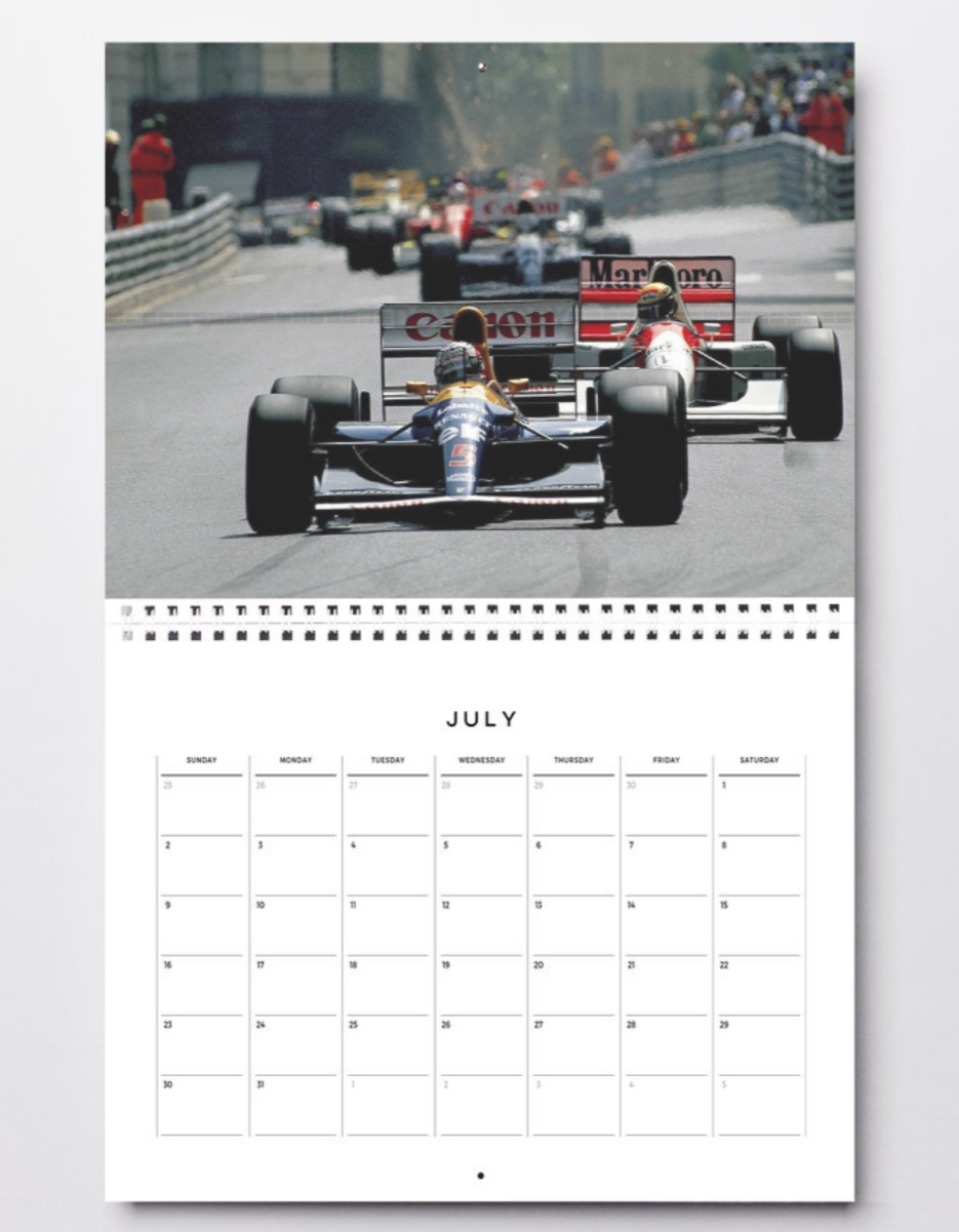Photo Nigel Mansell devant Ayrton Senna et Alain Prost –  F1 Années 1980 – 15×20