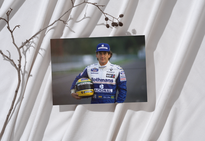 Photo Ayrton Senna – Portrait F1 Williams Renault 1994 – Casque Nacional – 15×20