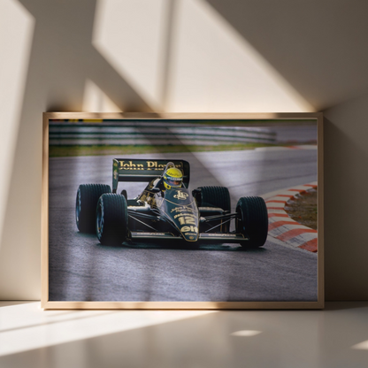 Photo Ayrton Senna – Lotus JPS – Spa-Francorchamps (1986) – Formule 1 – 15×20