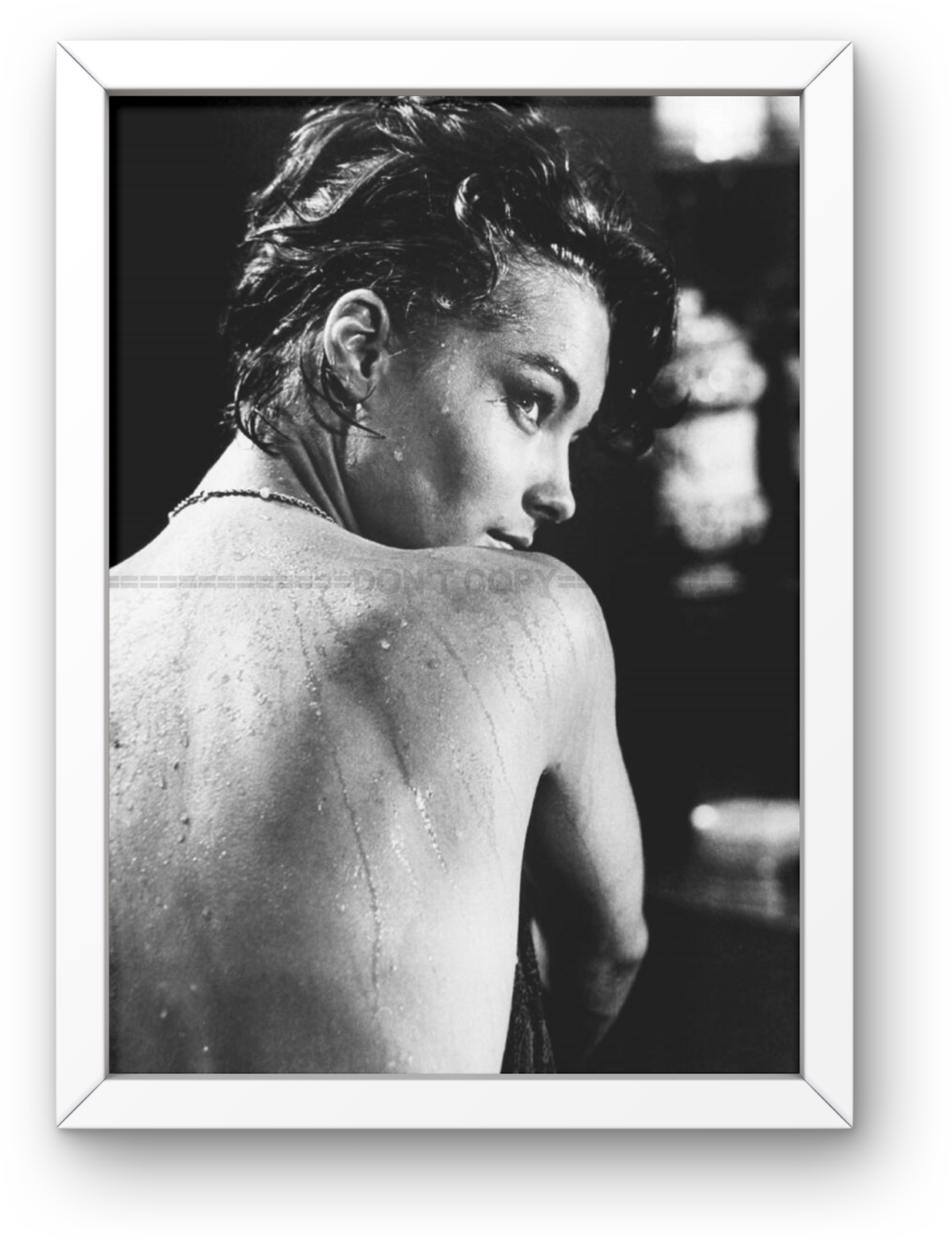 Photo Encadrée Romy Schneider - Noir et blanc - (Cadre Bois Blanc) - 15×20