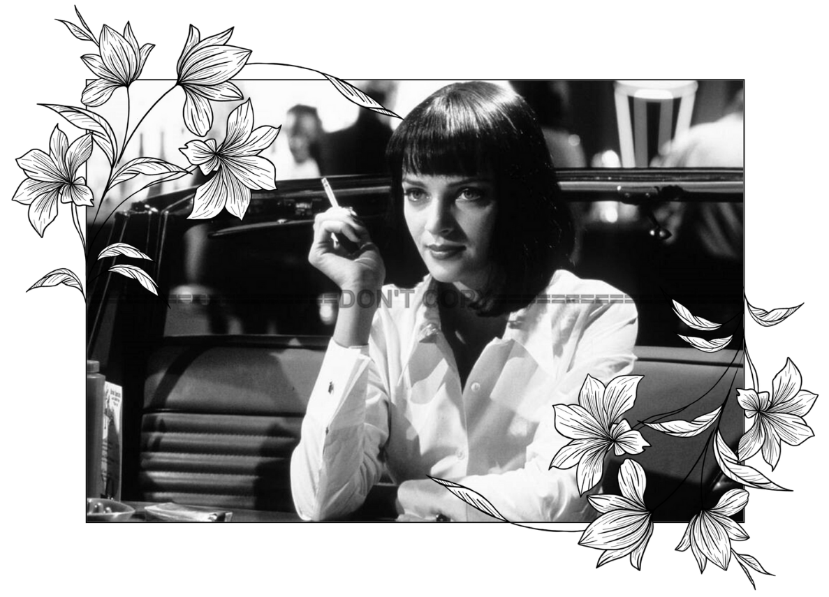 Photo Uma Thurman – Pulp Fiction (1994) – Café, Cigarette – Noir & Blanc - 15x20