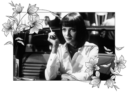 Photo Uma Thurman – Pulp Fiction (1994) – Café, Cigarette – Noir & Blanc - 15x20