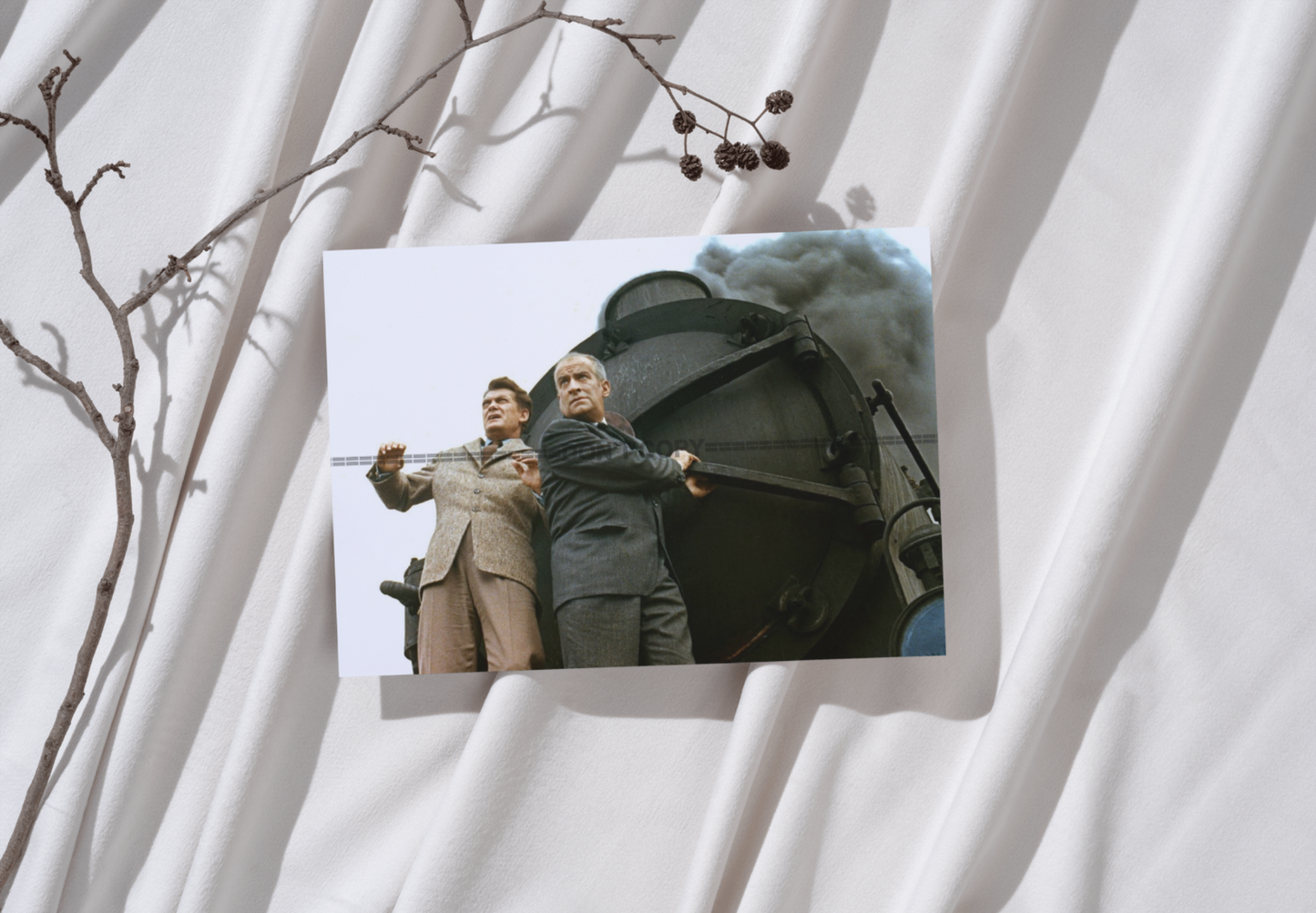 Photo Jean Marais & Louis de Funès – Fantômas 1964 – Scène Action Train – 15×20