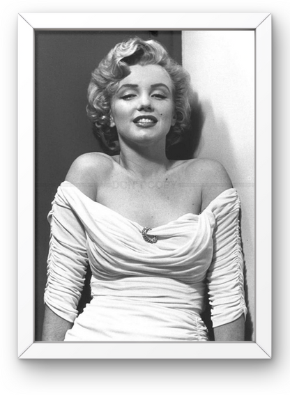 Photo Encadrée Marilyn Monroe - Noir et blanc - (Cadre Bois Blanc) - 15×20