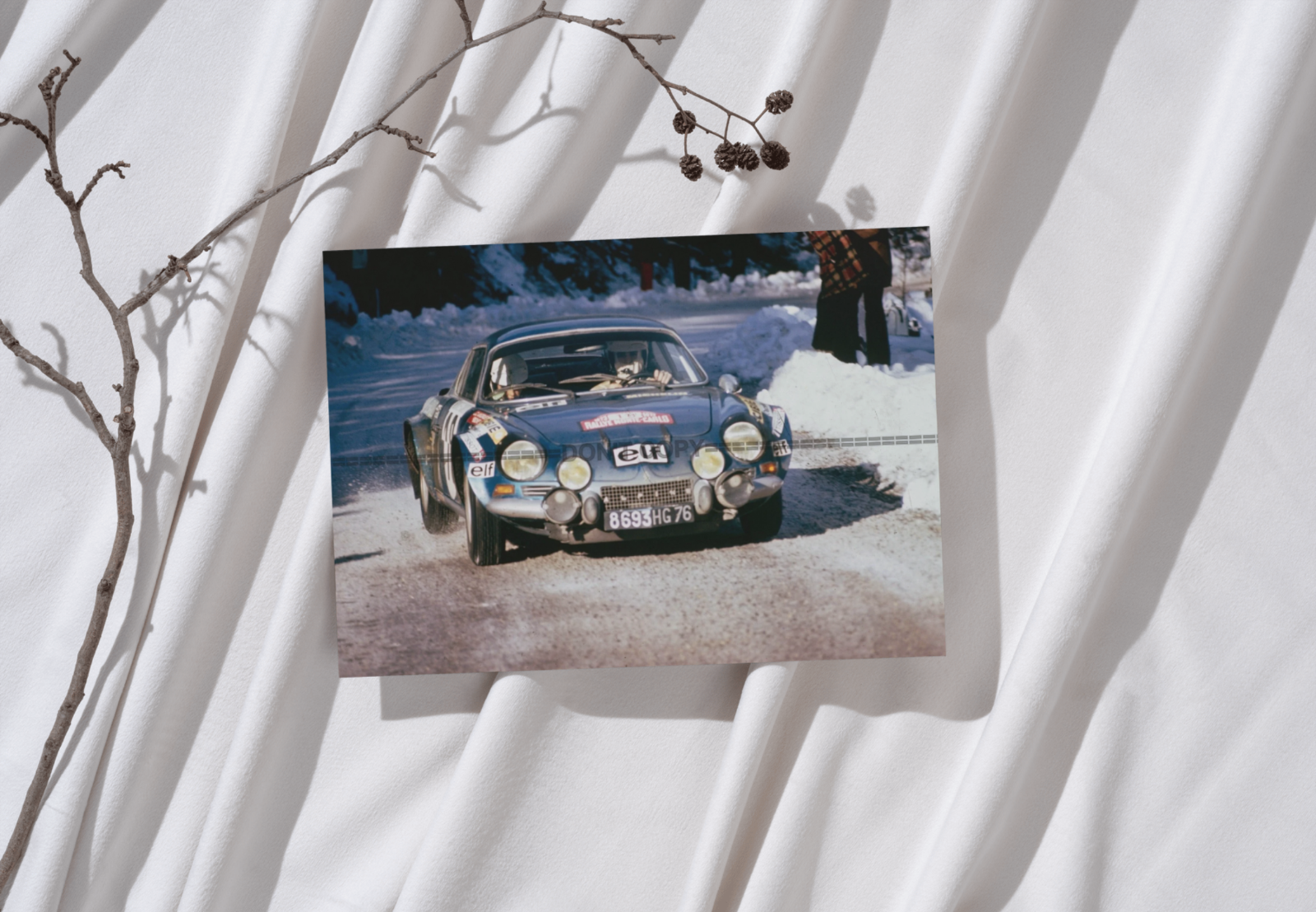 Photo Andruet & Biche – Alpine A110 – Rallye Monte-Carlo (1973) – Neige – 15×20