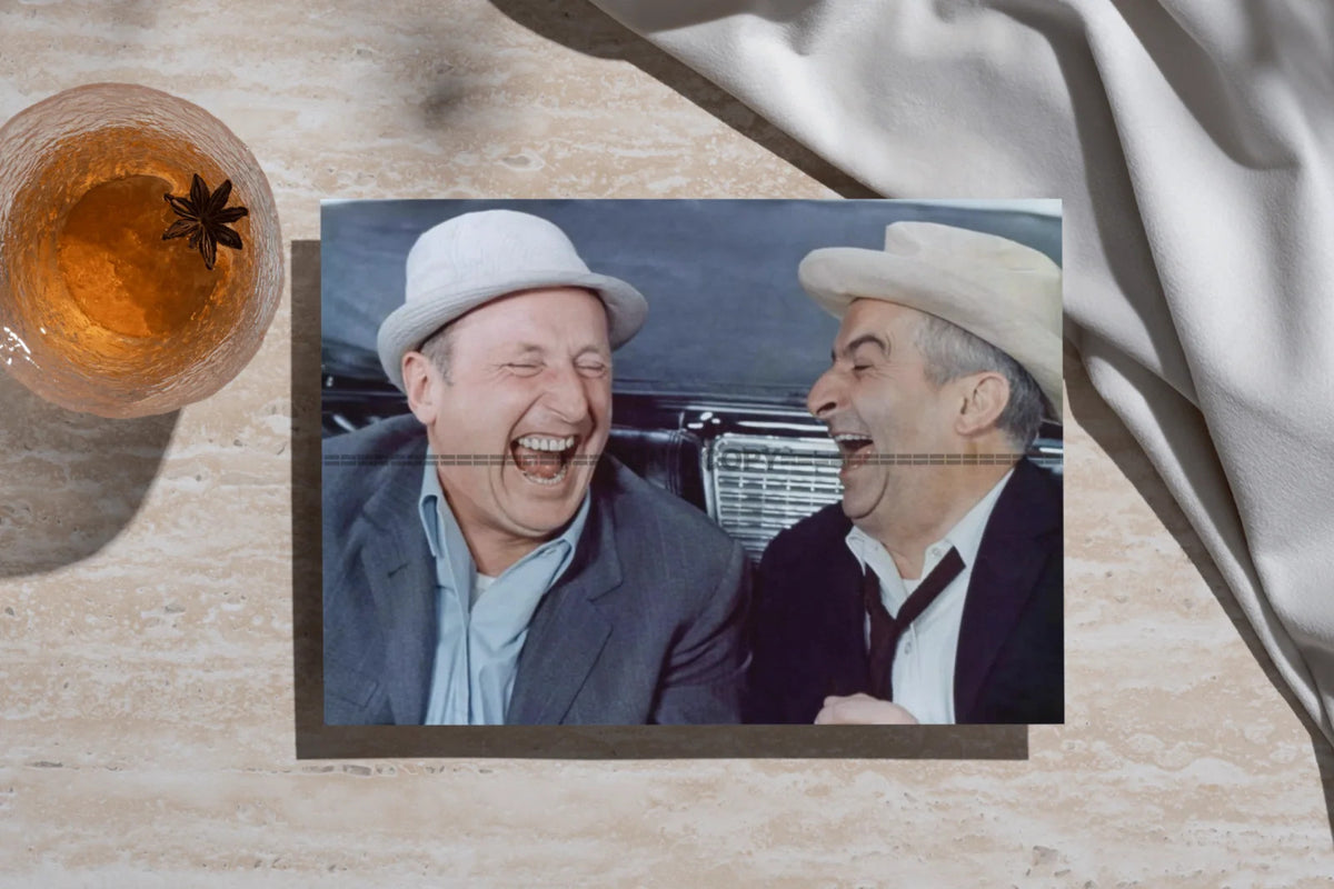 Photo Louis de Funès & Bourvil – Le Corniaud (1965) – Scène Culte Cinéma – 15×20