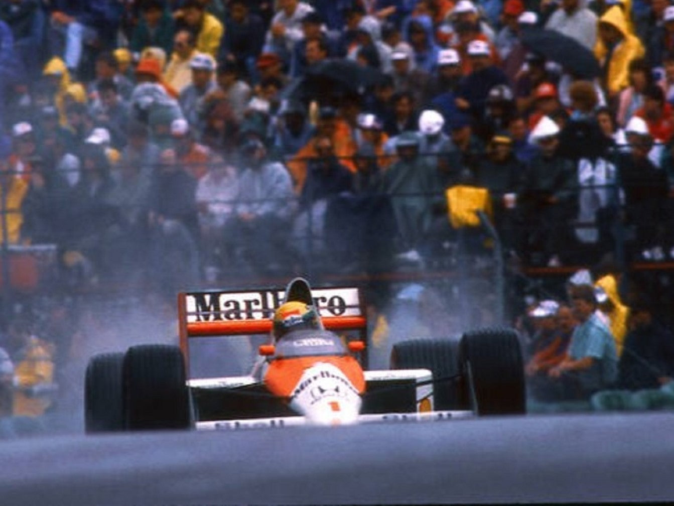 Photo Ayrton Senna – Essais GP d’Australie 1991 (Adelaide) Sous la pluie – 15×20