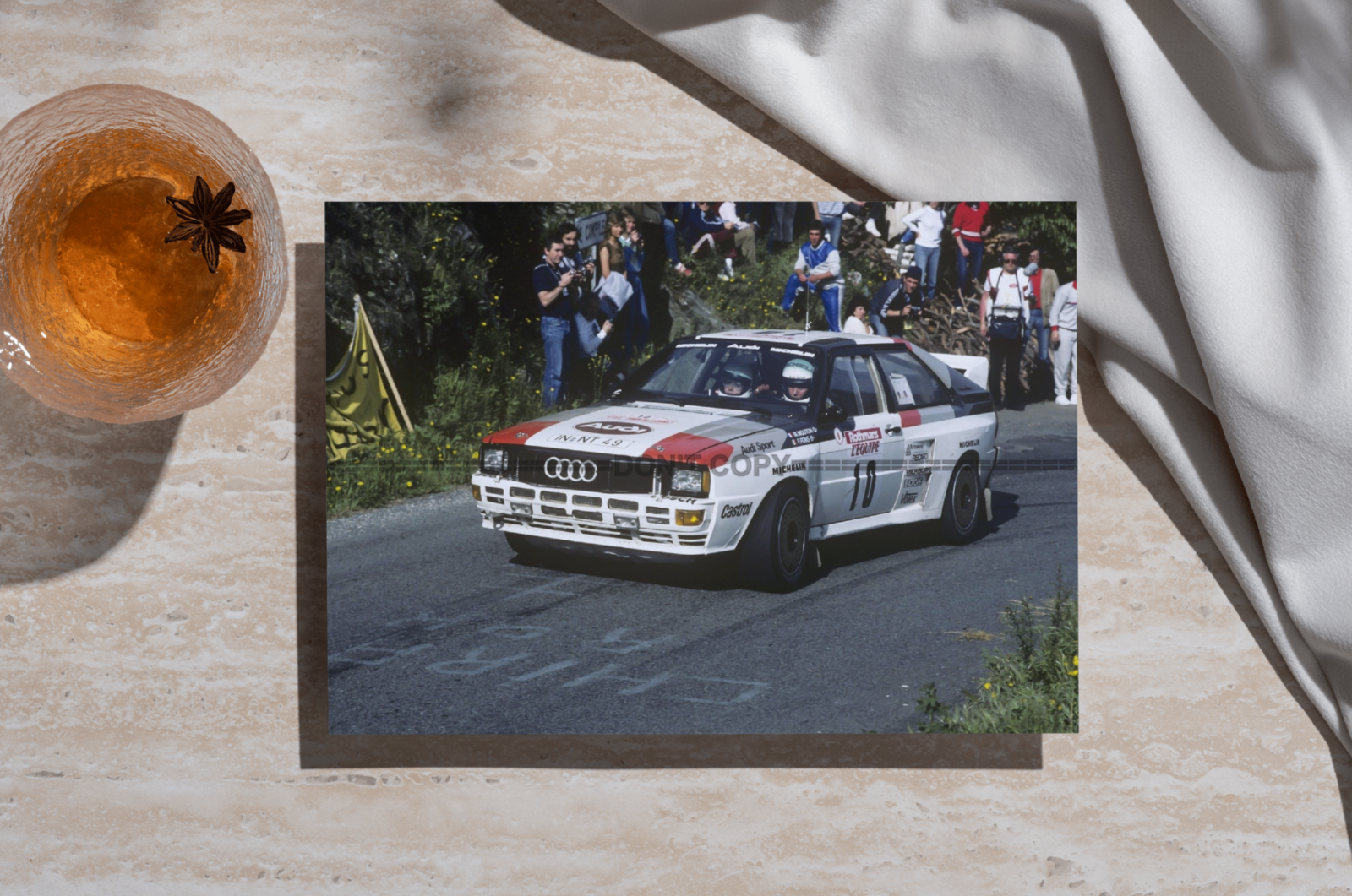 Photo Michèle Mouton – Audi Quattro A2 – Tour de Corse Rallye 1983 – 15×20