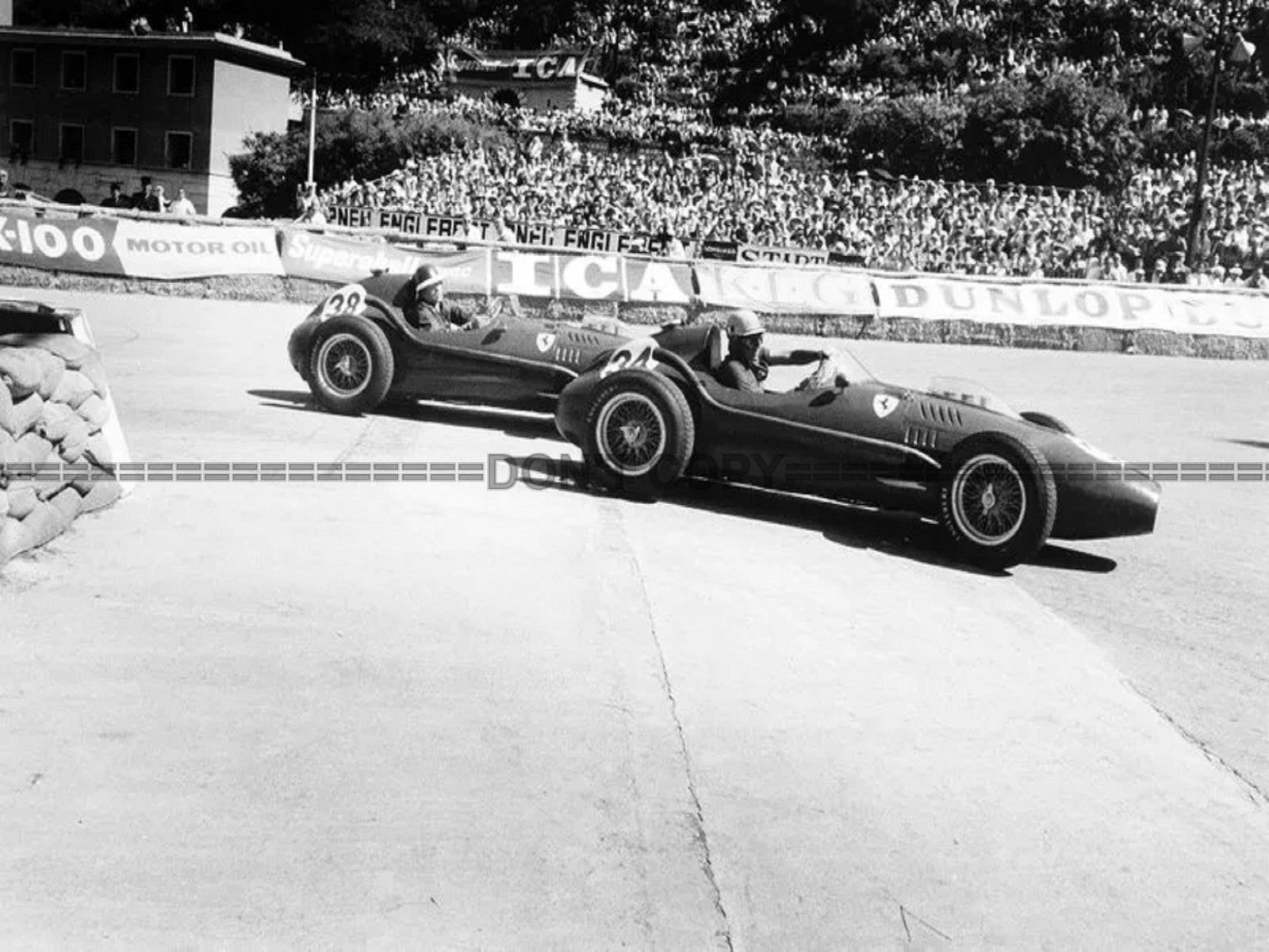 Photo L. Musso & M. Hawthorn – Ferrari Dino 246 – GP F1 Monaco (1958) – 15×20