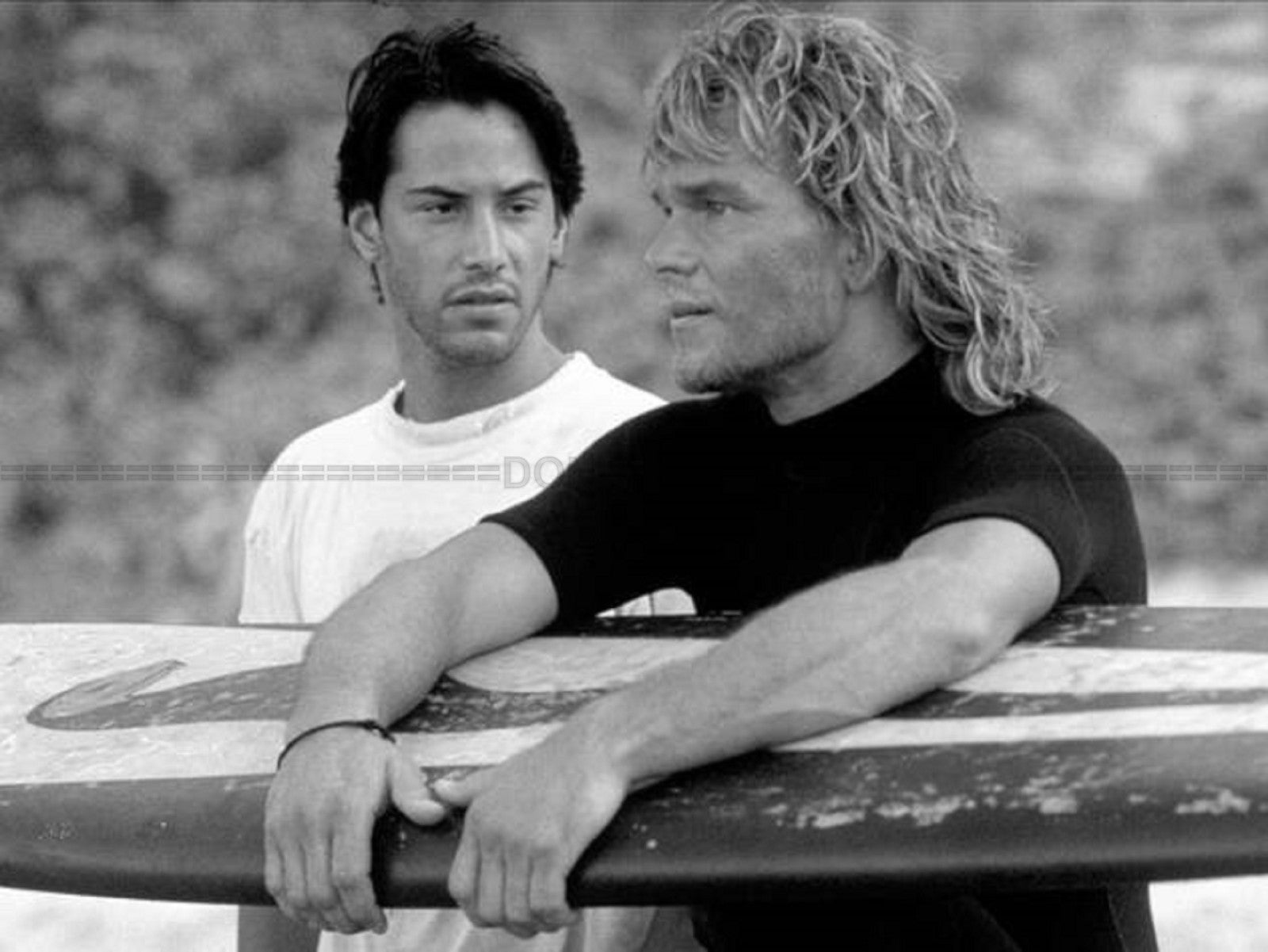 Photo Keanu Reeves & Patrick Swayze - Point Break (1991) - Noir et blanc - 15×20