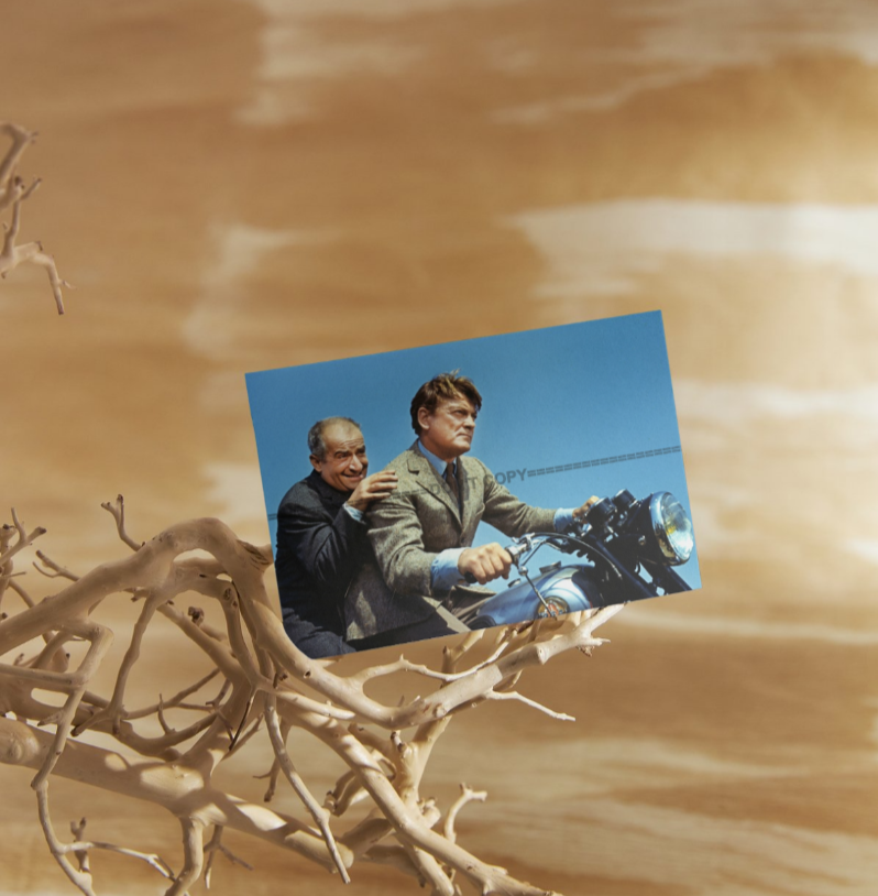 Photo Louis de Funès & Jean Marais – Fantômas (1964) – Scène Action Moto – 15×20
