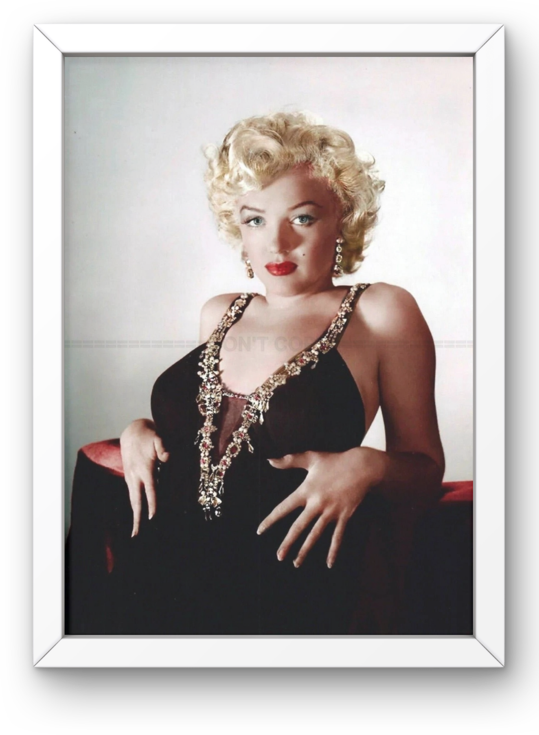 Photo Encadrée Marilyn Monroe - Couleur - (Cadre Bois Blanc) - 15x20