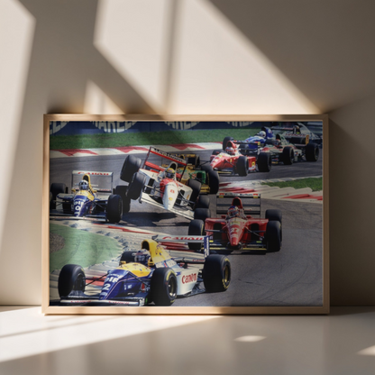 Photo Ayrton Senna – Duel avec Damon Hill – GP de Monza 1993 – Formule 1 – 15×20