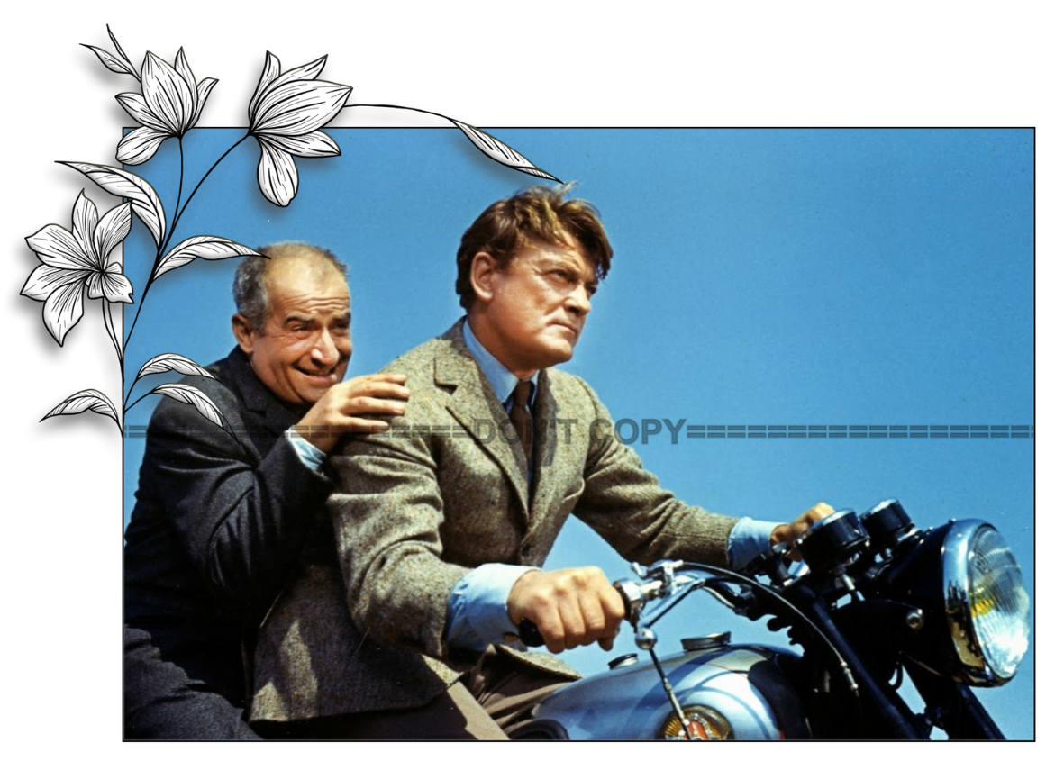 Photo Louis de Funès & Jean Marais – Fantômas (1964) – Scène Action Moto – 15×20