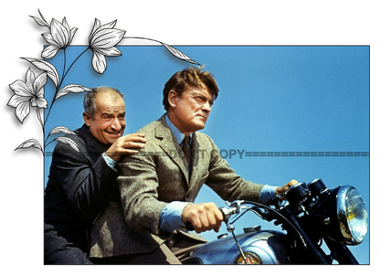 Photo Louis de Funès & Jean Marais – Fantômas (1964) – Scène Action Moto – 15×20