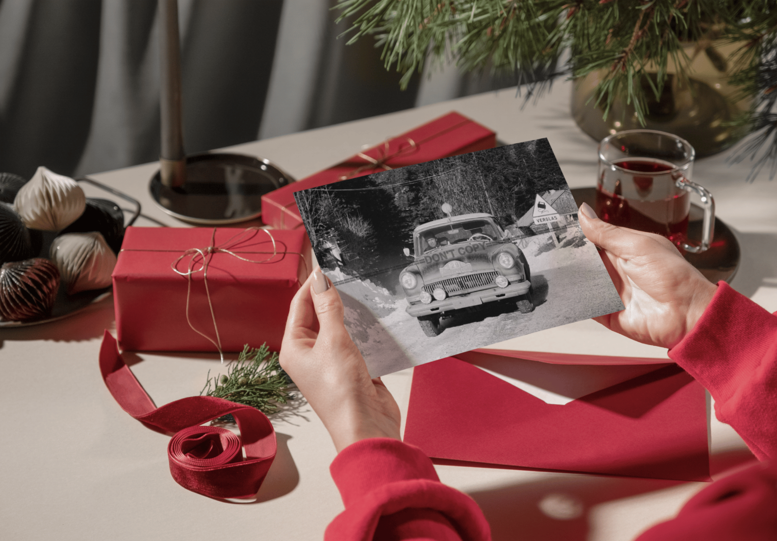 Photo Mosolov-Degtyarev – GAZ-21 Volga – Rallye Monte-Carlo 1964 – Neige – 15x20