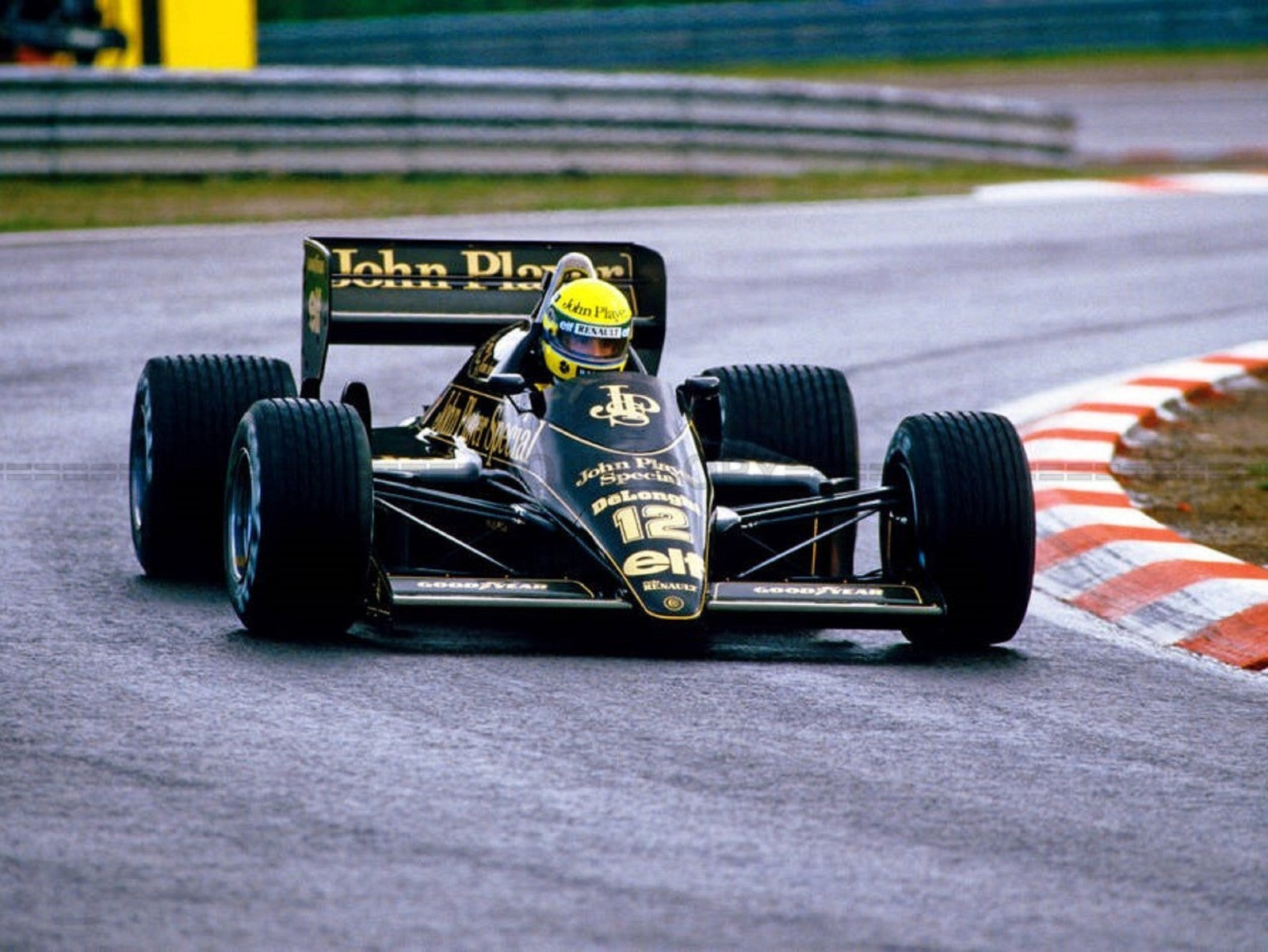 Photo Ayrton Senna – Lotus JPS – Spa-Francorchamps (1986) – Formule 1 – 15×20