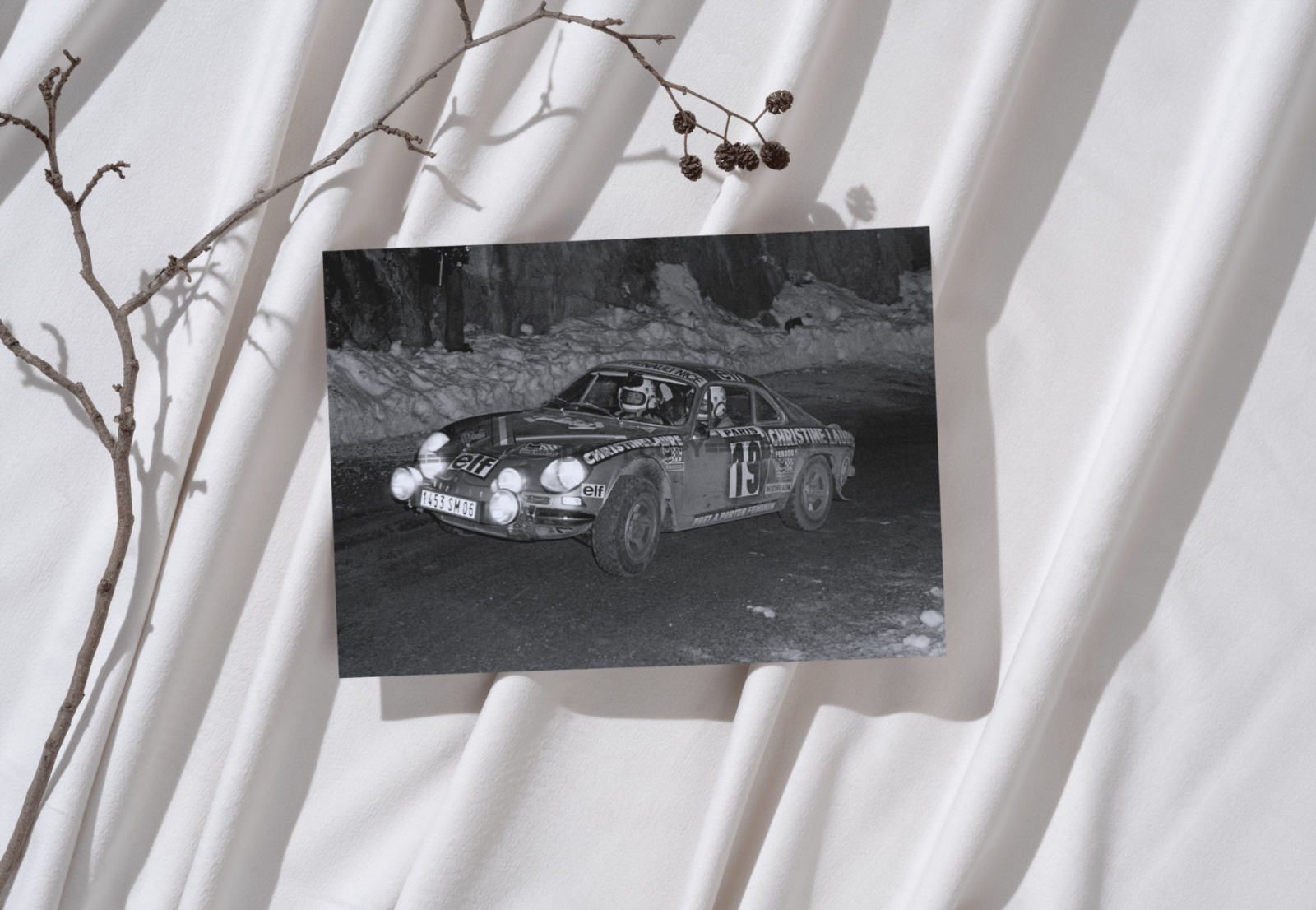 Photo Michèle Mouton & F. Conconi – Alpine A110 Rallye Monte-Carlo 1976 – 15x20