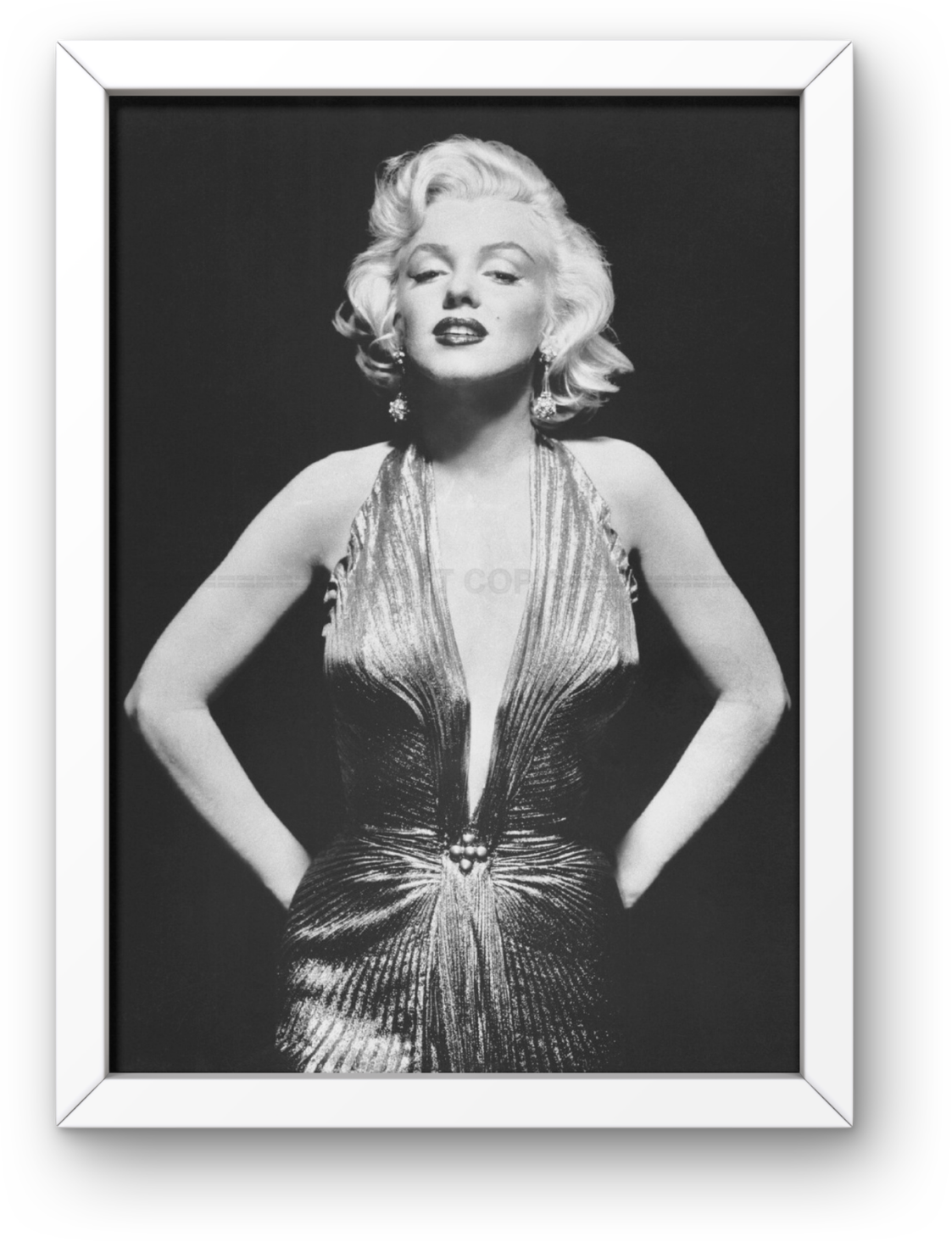 Photo Encadrée Marilyn Monroe - Noir et blanc - (Cadre Bois Blanc) - 15x20