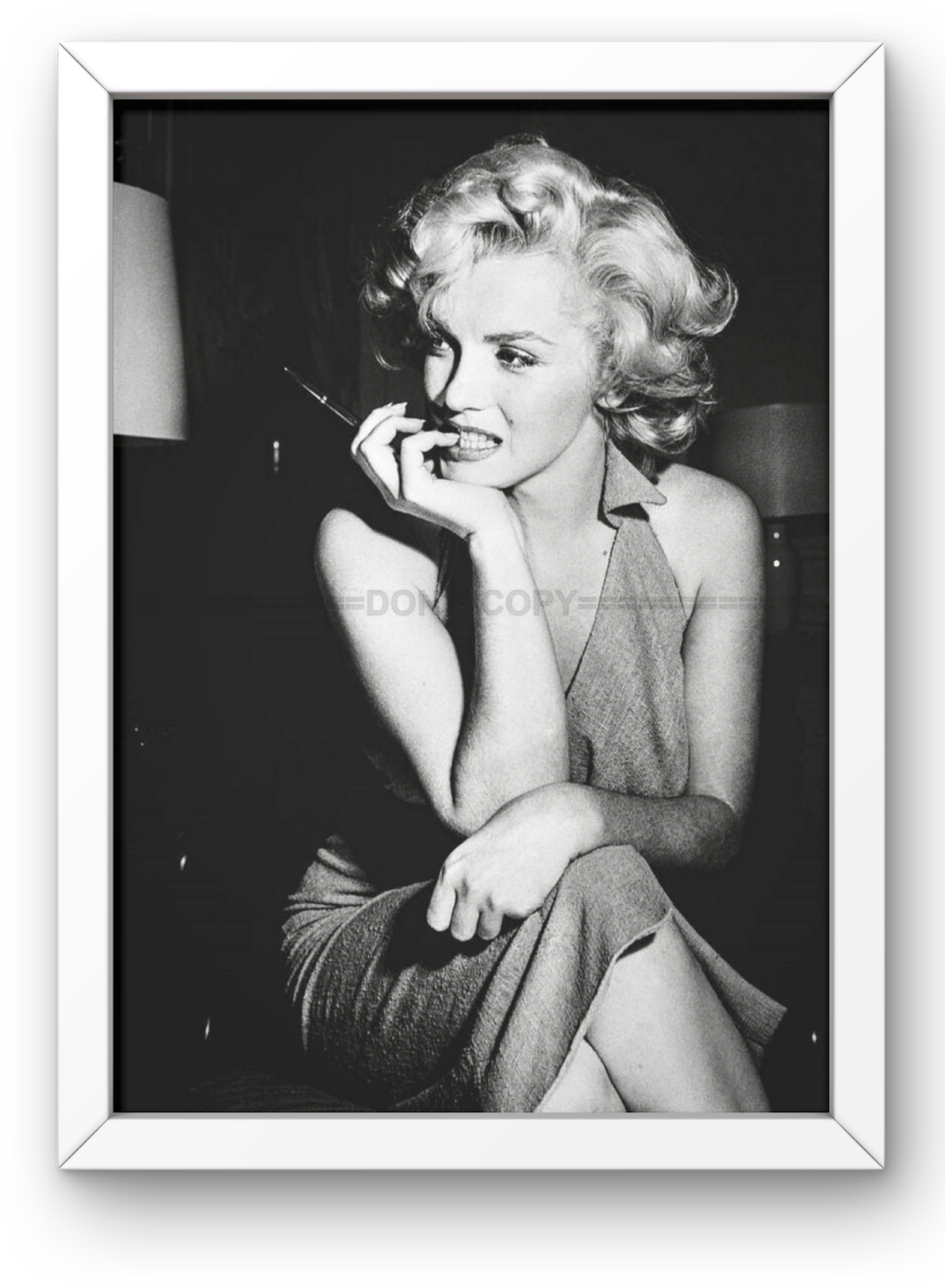 Photo Encadrée Marilyn Monroe - Noir et blanc - (Cadre Bois Blanc) - 15x20
