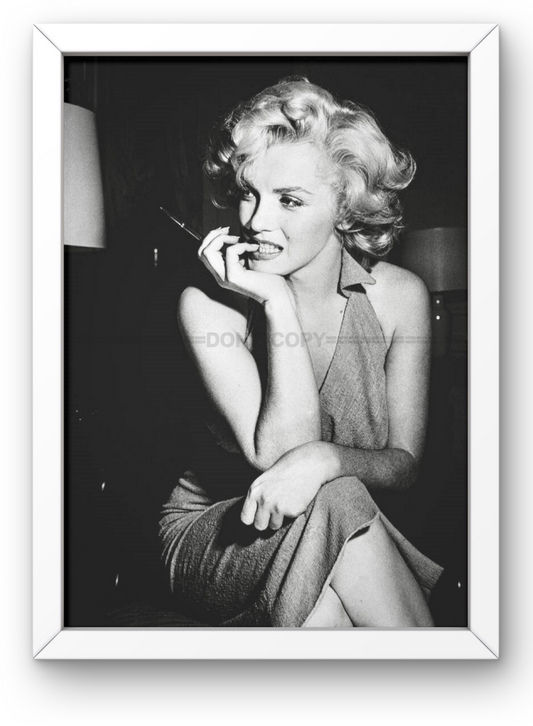 Photo Encadrée Marilyn Monroe - Noir et blanc - (Cadre Bois Blanc) - 15x20