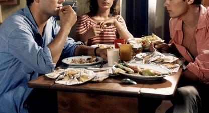 Photo A. Delon, M. Laforêt, M. Ronet – Plein Soleil 1960 – Scène Cinéma – 15×20