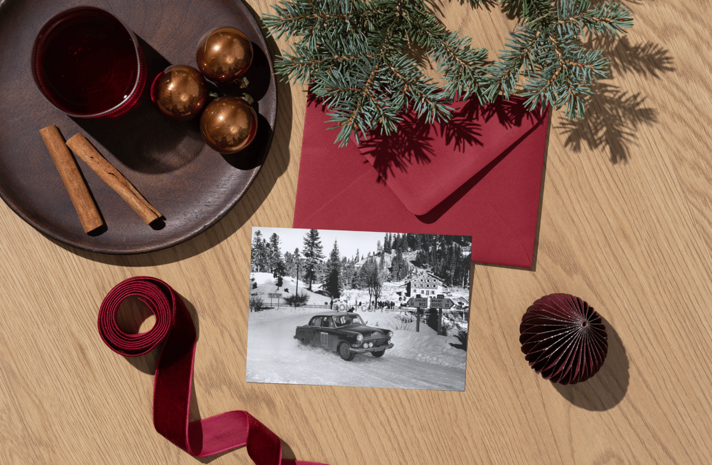 Photo GAZ-21 Volga (ГАЗ-21 Волга) URSS – Rallye Monte-Carlo 1964 – Neige – 15×20