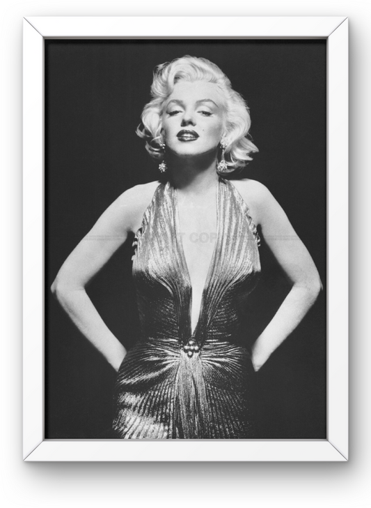 Photo Encadrée Marilyn Monroe - Noir et blanc - (Cadre Bois Blanc) - 15x20