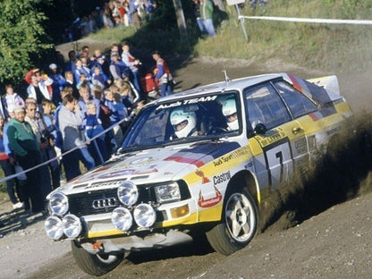 Photo Michèle Mouton – Audi Quattro – 1000 Lakes Rally WRC Groupe B 1984 – 15x20