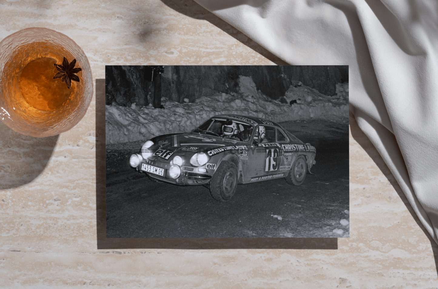 Photo Michèle Mouton & F. Conconi – Alpine A110 Rallye Monte-Carlo 1976 – 15x20