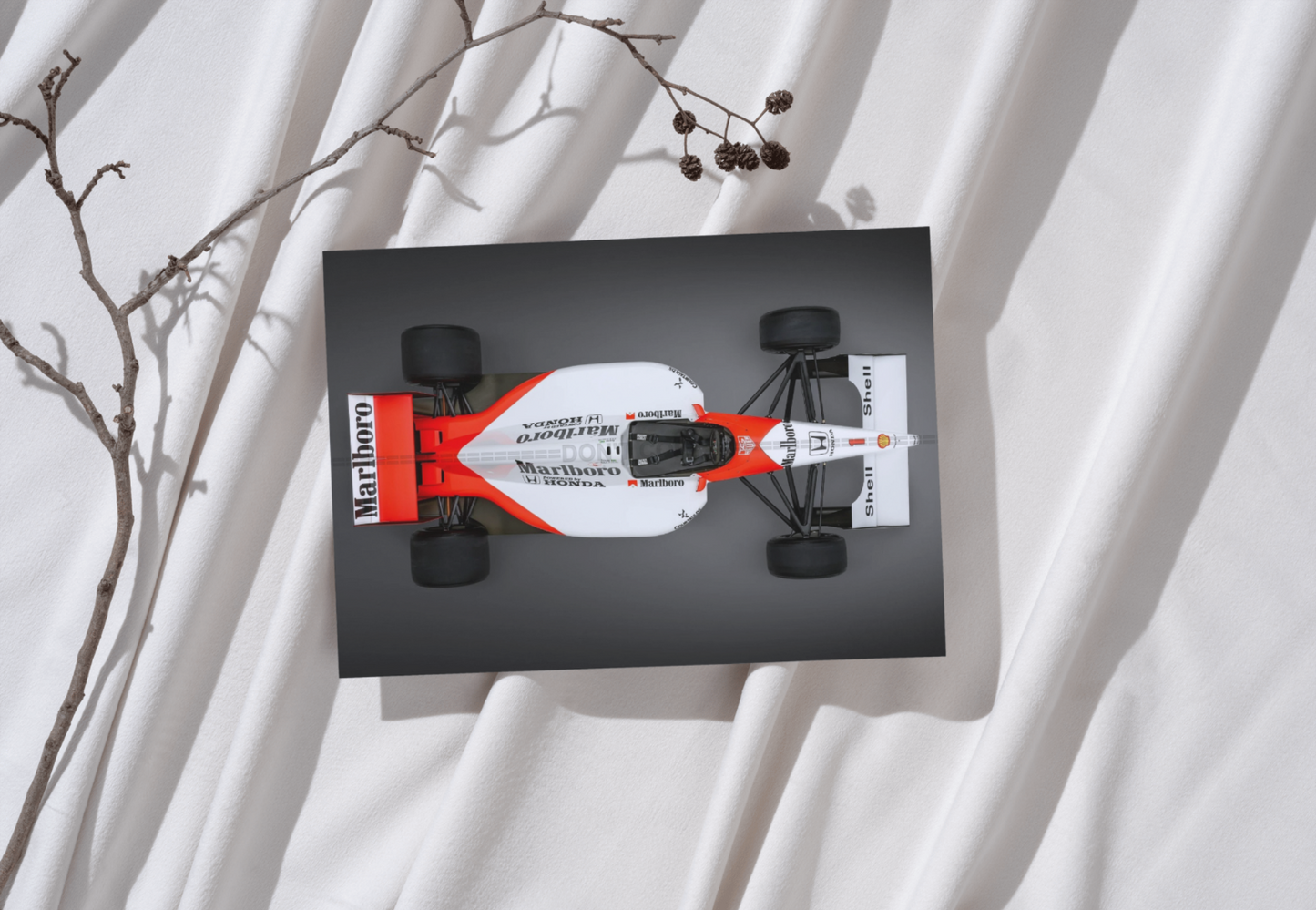 Photo McLaren Honda MP4/6 de Ayrton Senna – Champion GP du Brésil (1991) – 15×20