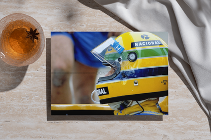 Photo Ayrton Senna – Casque iconique Nacional – F1 Jerez 1987 – Cockpit – 15×20
