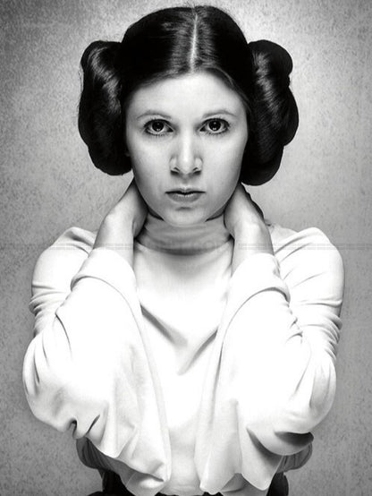 Photo Carrie Fisher - Princesse Leia Organa - Star Wars - Noir et blanc - 15x20