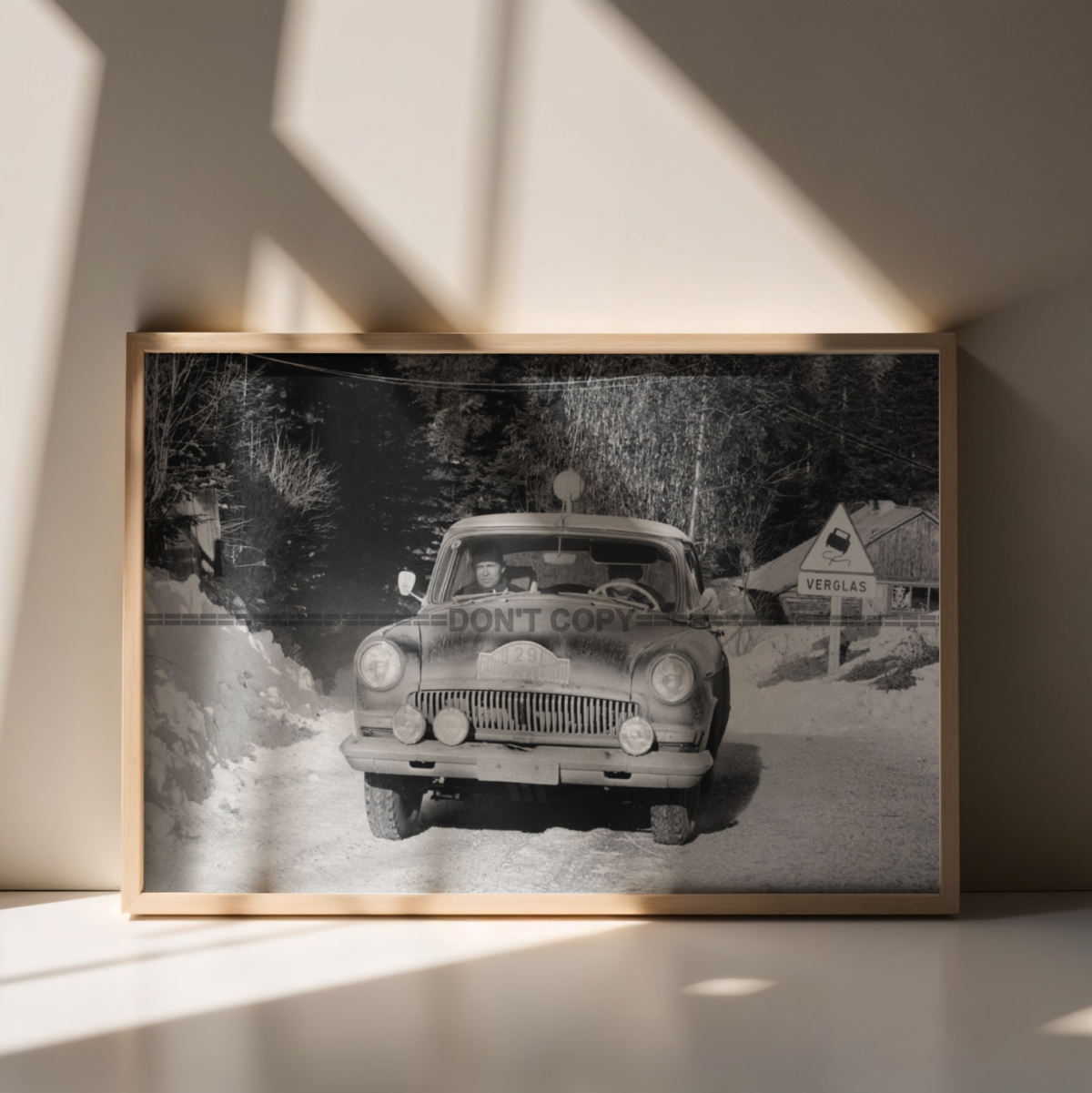 Photo Mosolov-Degtyarev – GAZ-21 Volga – Rallye Monte-Carlo 1964 – Neige – 15x20