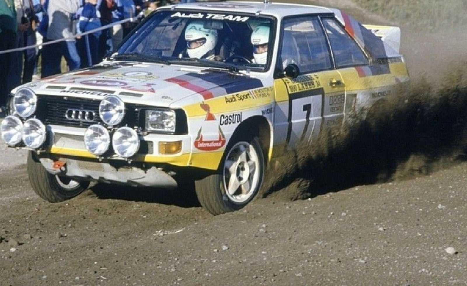 Photo Michèle Mouton – Audi Quattro – 1000 Lakes Rally WRC Groupe B 1984 – 15x20