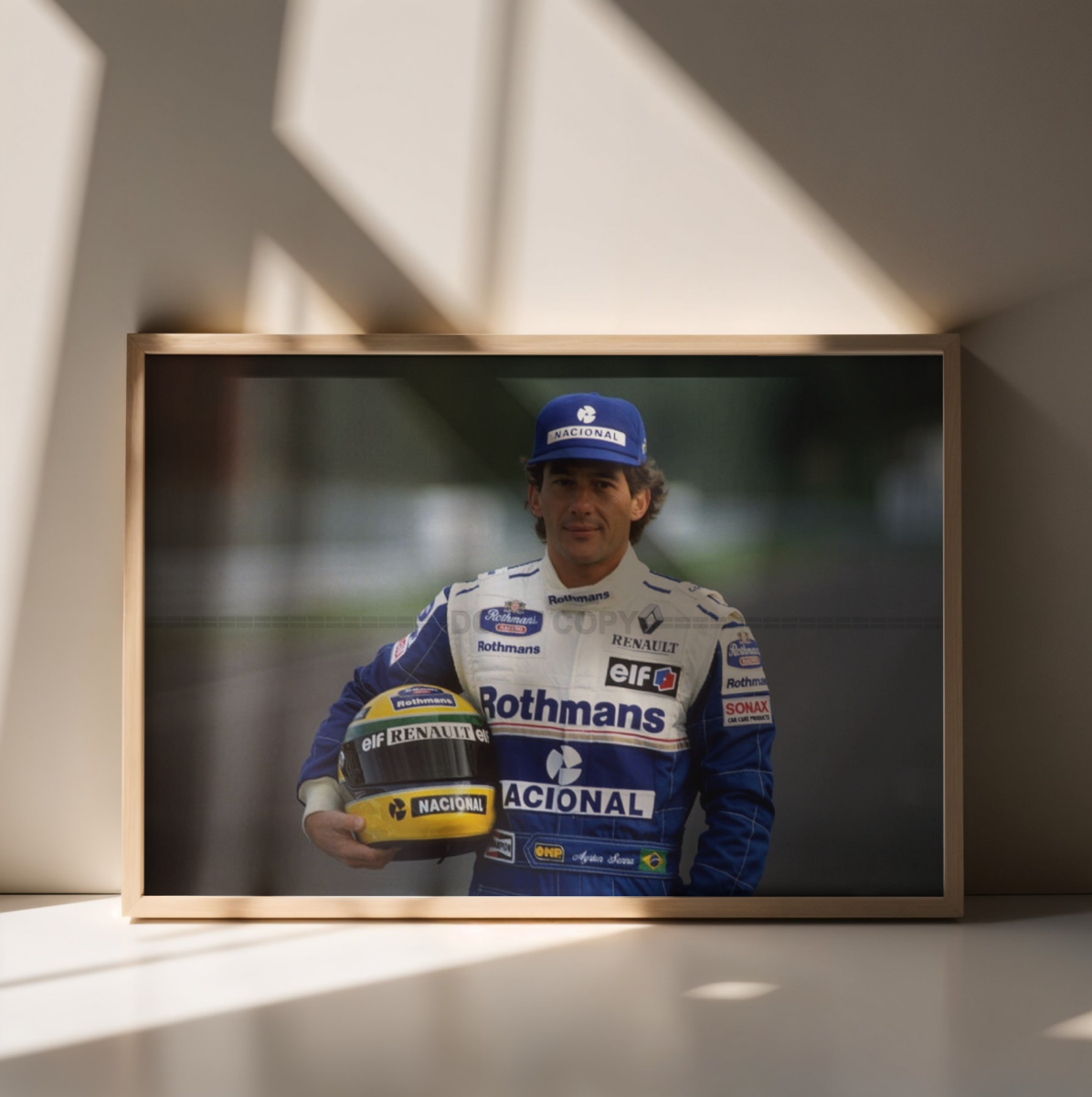 Photo Ayrton Senna – Portrait F1 Williams Renault 1994 – Casque Nacional – 15×20