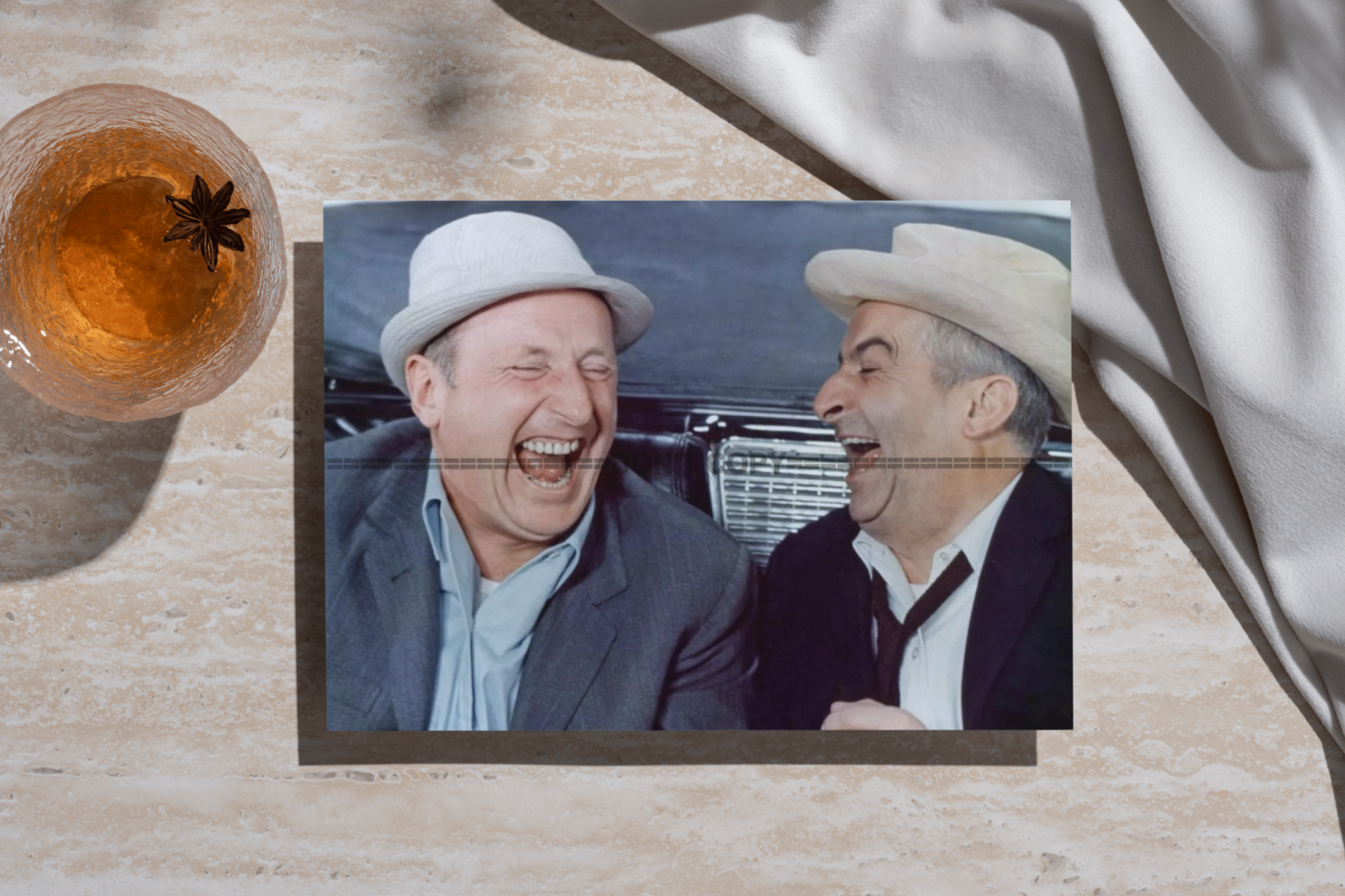 Photo Louis de Funès & Bourvil – Le Corniaud (1965) – Scène Culte Cinéma – 15×20